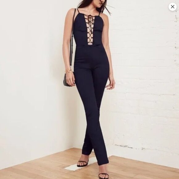Reformation Pants - REFORMATION Sophie Lace-Up Neck Jumpsuit  Office Siren size 6